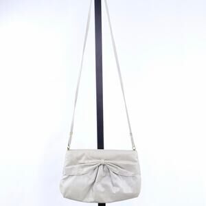 Vintage Gray Bow Shoulder Bag Purse Soft Faux Leather Slouchy Y2K Handbag